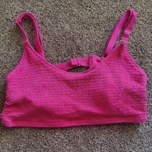 Wild Fable Fuchsia Smocked Bikini Top